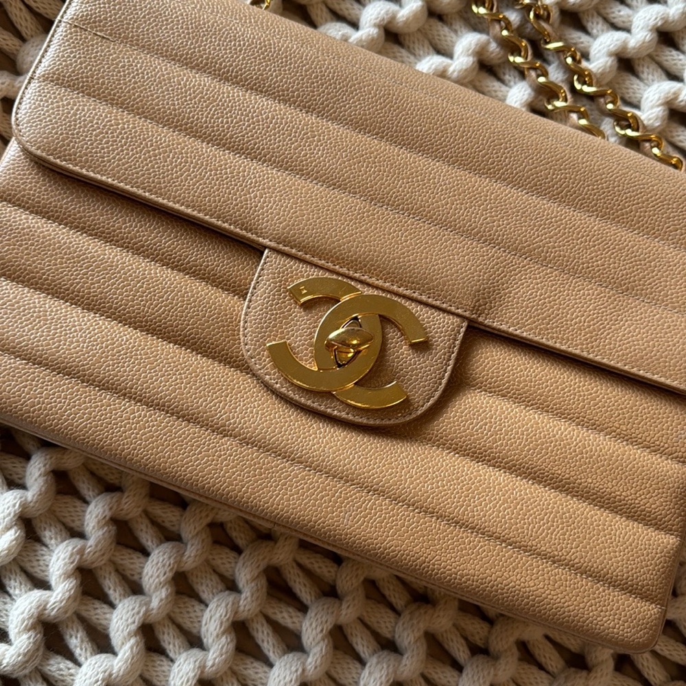 Chanel Beige Quilted Shoulder Bag